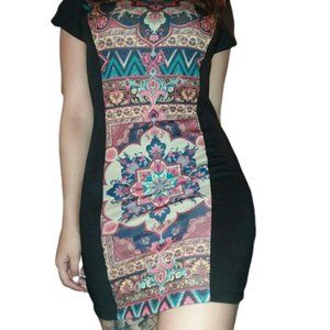 Annabelle Boho Mandala Print Bodycon Dress Size M